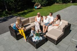 lauko sofa lauko baldu komplektas - Home4you Dawson Garden Furniture Kit Dark Brown - 4 nuotrauka