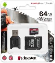 uhs ii - Atminties kortelė Kingston Canvas React Plus 64GB microSDXC UHS-II Class 10 w/Adapters - 3 nuotrauka