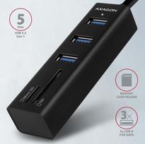 sd reader usb 3.0 - AXAGON HMA-CR3A 3x USB-A + SD/microSD, USB3.2 Gen 1 hub, metal, 20cm USB-A cable - 2 nuotrauka
