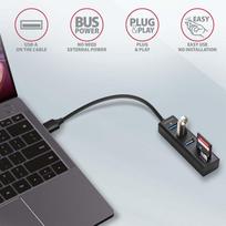 sd reader usb 3.0 - AXAGON HMA-CR3A 3x USB-A + SD/microSD, USB3.2 Gen 1 hub, metal, 20cm USB-A cable - 4 nuotrauka