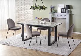 marmuro stalvirsiai - Halmar Marley Table 160-200x76x90cm White Marble/Grey/Black - 12 nuotrauka