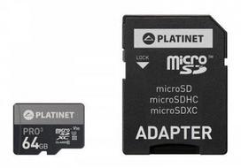 4gb micro sd - Platinet 64GB Pro 3 micro SDXC UHS-III + Adapter - 1 nuotrauka