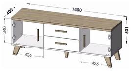 d2s - TV staliukas Cama MEBLE LOTTA 1402D2S W - 4 nuotrauka