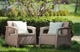 keter corfu fotelis - Keter Corfu Duo Garden Chair Set Beige - 2 nuotrauka