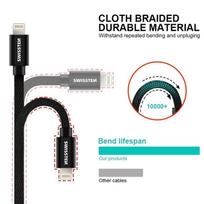 usb 3 0 3m - Swissten "Textile Lightning (MD818ZM/ A) 3.0M" Red - 3 nuotrauka