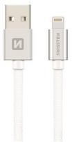 Swissten "Textile Fast Charge 3A Lightning (MD818ZM/ A) 0.2M" Silver