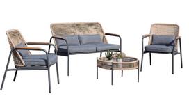 baldai kedes - Lauko baldų komplektas Home4you Sarran 77686, pilkas, 4 vietų - 1 nuotrauka