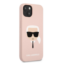 mini telefonai - Karl Lagerfeld "KLHCP13SSLKHPI Silicone Karl Head Case iPhone 13 mini" Light Pink - 7 nuotrauka