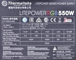 maitinimo blokas 550w - Thermaltake Litepower RGB PSU 550W - 10 nuotrauka