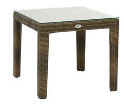 lauko stalai senukai - Lauko stalas Home4you Wicker Cappuccino, 50 x 50 x 45 cm - 1 nuotrauka
