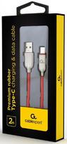 type c to type c laidas 2m - Gembird USB To USB Type - C Premium Rubber Red 2m - 2 nuotrauka