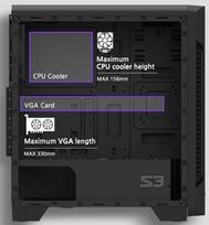 pc case atx mid tower case - Korpusas Zalman S3 TG, juoda - 6 nuotrauka
