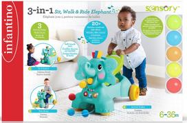 paspiriami automobiliai - Paspiriamas automobilis Infantino 3-in-1 Sit Walk & Ride Elephant, mėlynas/geltonas/žalias - 6 nuotrauka
