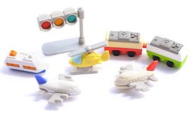 ivairios prekes - Trintukų – dėlionių rinkinys Iwako Puzzle Eraser Vehicle Set, įvairių spalvų - 2 nuotrauka