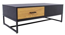 stalas 60 40 - Kavos staliukas Home4you Amsterdam 45032, juodas/ąžuolo, 1100x600x400 mm - 3 nuotrauka