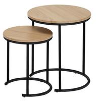 2 ju kavos staliuku komplektas - Kavos staliukas Home4you Elto 2-Piece, juodas/šviesiai ruda, 445 mm x 445 mm x 500 mm - 1 nuotrauka