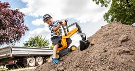 paspiriamas traktorius - Traktorius Rolly Toys Digger JCB, juodas/geltonas - 4 nuotrauka