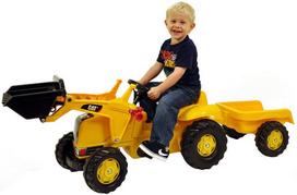 priekaba traktoriui mini - Traktorius Rolly Toys Front Loader Tractor With Trailer CAT 023288 - 2 nuotrauka