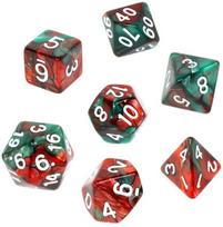 Žaidimo kauliukai Rebel RPG Dice Set - Red and Green