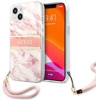 apple iphone 13 mini case - CG Mobile Guess Marble Design With Strap iPhone 13 mini, apple iphone 13 mini, rožinė - 1 nuotrauka