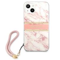 apple iphone 13 mini case - CG Mobile Guess Marble Design With Strap iPhone 13 mini, apple iphone 13 mini, rožinė - 2 nuotrauka