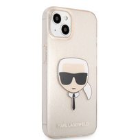 iphone mini 13 - Karl Lagerfeld Glitter Karl`s Head, apple iphone 13 mini, aukso - 3 nuotrauka