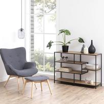 juoda knygu lentyna - Lentyna Home4you Seaford, juoda/ąžuolo, 114x35x78.5 cm - 3 nuotrauka