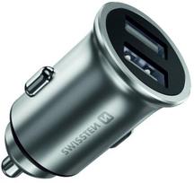 Swissten Dual USB Metal Premium Car Charger Silver