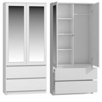 Spinta Top E Shop Biel Lustro SS-90, balta, 50 cm x 90 cm x 180 cm, su veidrodžiu