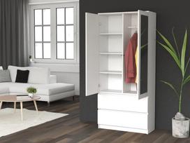 ss.lt - Spinta Top E Shop Biel Lustro SS-90, balta, 50 cm x 90 cm x 180 cm, su veidrodžiu - 5 nuotrauka
