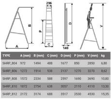 kopecios platforma - Elkop SHRP 812 Alu Builder Ladder w/ Platform 2.53m - 4 nuotrauka