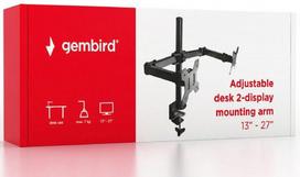 display mounting arm - Gembird Desk Mount Dual Monitor Arm - 2 nuotrauka