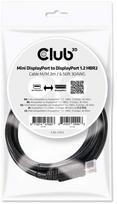 displayport kabelis 2.1 club3d - Club 3D DisplayPort 1.2 to Mini DisplayPort 2m Black - 4 nuotrauka
