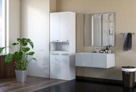 vonios spinteles - Top E Shop Short Bathroom Cabinet With 2 Baskets White Matt - 3 nuotrauka