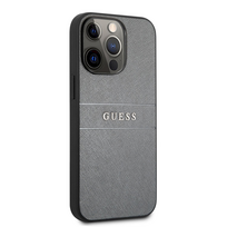 apple iphone 1 - Guess Saffiano for Apple iPhone 13 Pro, apple iphone 13 pro, pilka - 4 nuotrauka