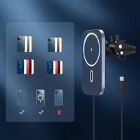 magsafe laikiklis telefonui - Choetech Car Magnetic Mount Inductive Qi Charger 15W T200-F - 7 nuotrauka
