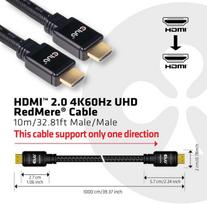 hdmi kabelis 10m - Club 3D HDMI 2.0 4K60Hz RedMere Cable 10m Black - 5 nuotrauka