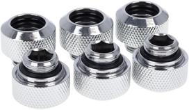 Alphacool Eiszapfen 13mm HardTube Compression Fitting G1/4 Chrome Pack Of 6