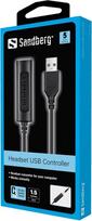 televizoriaus laikiklis adapteris - SANDBERG Headset USB Controller 1.5m - 3 nuotrauka
