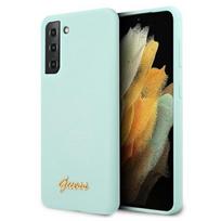 telefono deklas samsung ultra - Guess "GUHCS21LLSLMGLB Silicone Metal Logo Script Cover Galaxy S21 Ultra" - 1 nuotrauka