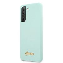 telefono deklas samsung ultra - Guess "GUHCS21LLSLMGLB Silicone Metal Logo Script Cover Galaxy S21 Ultra" - 2 nuotrauka