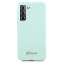 telefono deklas samsung ultra - Guess "GUHCS21LLSLMGLB Silicone Metal Logo Script Cover Galaxy S21 Ultra" - 3 nuotrauka