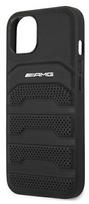 apple iphone 13 odinis deklas - AMG "AMHCP13SGSEBK Leather Debossed Lines Back Case iPhone 13 Mini" Black - 2 nuotrauka