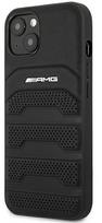 apple iphone 13 odinis deklas - AMG "AMHCP13SGSEBK Leather Debossed Lines Back Case iPhone 13 Mini" Black - 5 nuotrauka