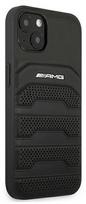 apple iphone 13 odinis deklas - AMG "AMHCP13SGSEBK Leather Debossed Lines Back Case iPhone 13 Mini" Black - 6 nuotrauka