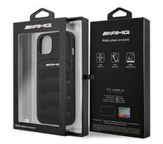apple iphone 13 odinis deklas - AMG "AMHCP13SGSEBK Leather Debossed Lines Back Case iPhone 13 Mini" Black - 8 nuotrauka