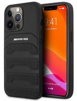 iphone 13 pro odinis deklas - AMG "AMHCP13LGSEBK Leather Debossed Lines Back Case iPhone 13 Pro" Black - 1 nuotrauka