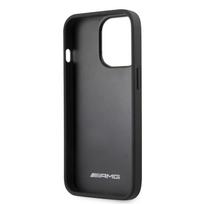iphone 13 pro odinis deklas - AMG "AMHCP13LGSEBK Leather Debossed Lines Back Case iPhone 13 Pro" Black - 2 nuotrauka