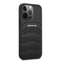 iphone 13 pro odinis deklas - AMG "AMHCP13LGSEBK Leather Debossed Lines Back Case iPhone 13 Pro" Black - 3 nuotrauka