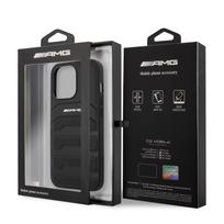 iphone 13 pro odinis deklas - AMG "AMHCP13LGSEBK Leather Debossed Lines Back Case iPhone 13 Pro" Black - 4 nuotrauka